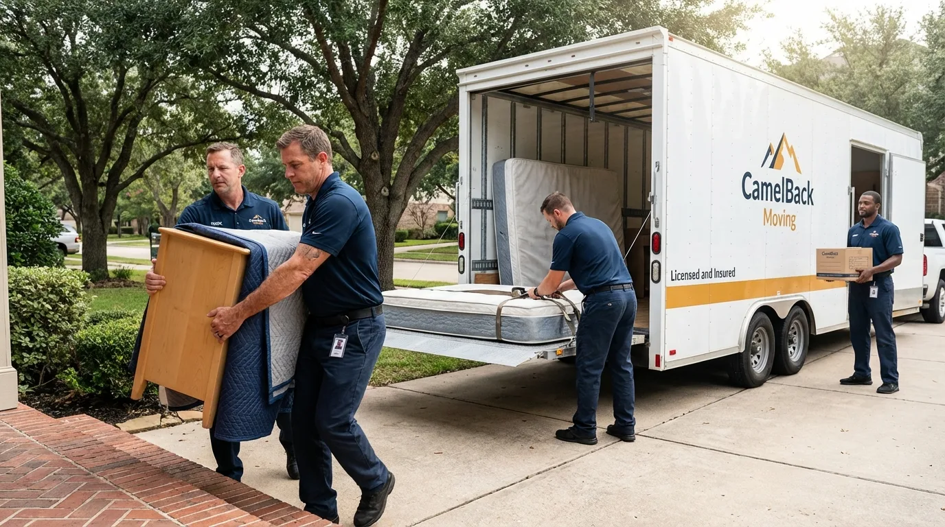 Crew loading residential truck for cross-state move from Eaton, OH